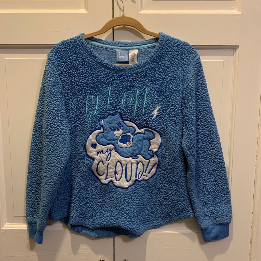 'Get Off My Cloud' Care Bears Pullover Fleece - Blue - Size L - Used (Great)